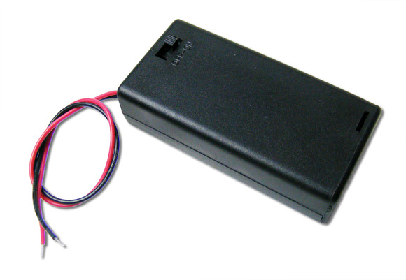 Battery holder: 2 x AA Covered Battery Holder with On-Off Switch  - RoHS Compliance (BB2AA) (#2126)