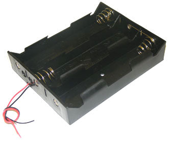 Battery Holder: 6xD With 6" 24AWG Wire Leads (Side by Side & End to End) (#6006)