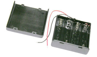 Battery holder: AA x 4 with Cover /  6" 26AWG wire leads - RoHS Compliant (BB4AA) (#2092)
